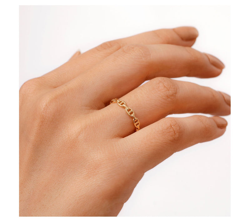 14K Gold Plated Marine Link Band Ring — View 4