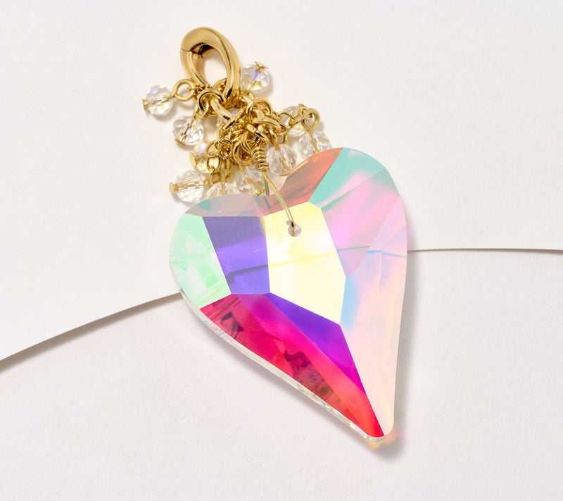 Kirks Folly Aphrodite Crystal Heart Open Ring Charm — View 4