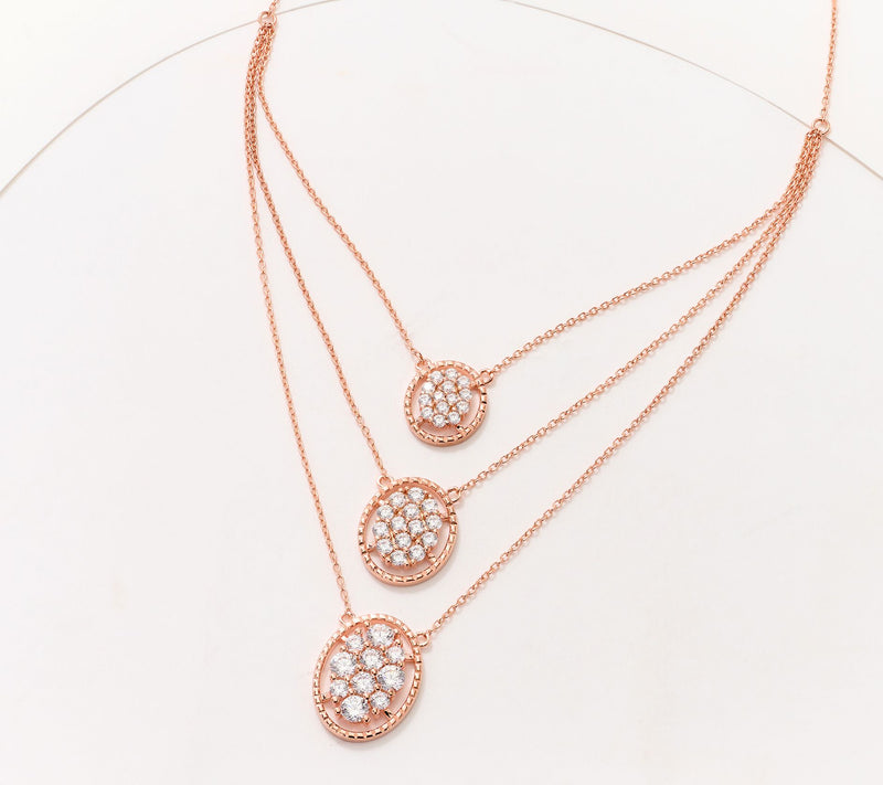 Diamonique x Kathy Levine Multi-Layered Triple Threat Necklace, Sterl — View 8