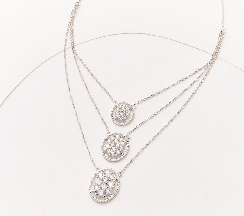 Diamonique x Kathy Levine Multi-Layered Triple Threat Necklace, Sterl — View 9