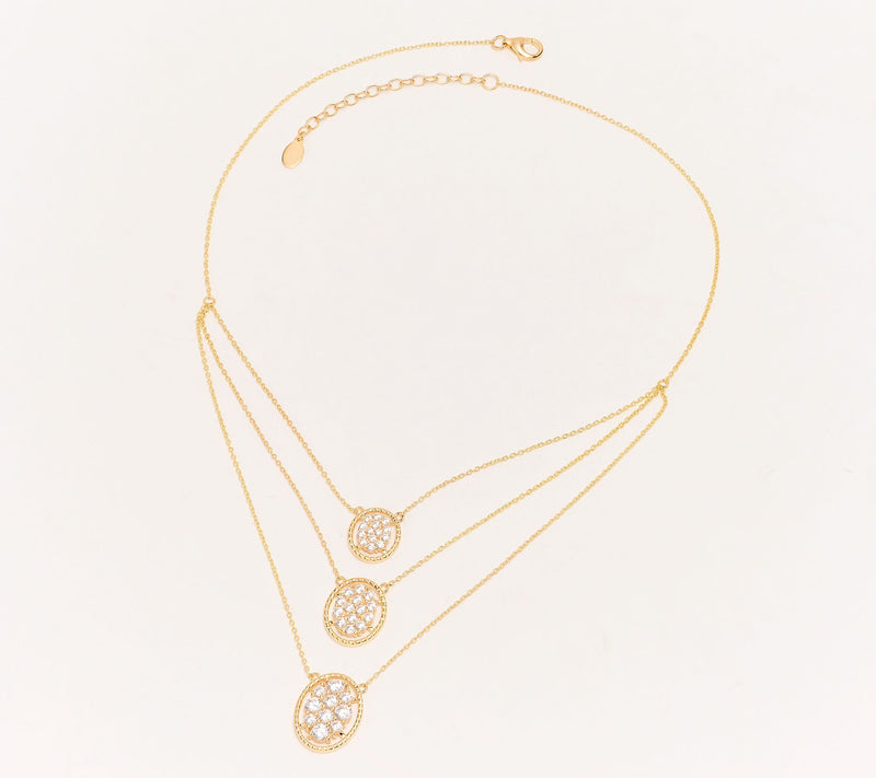 Diamonique x Kathy Levine Multi-Layered Triple Threat Necklace, Sterl — View 2