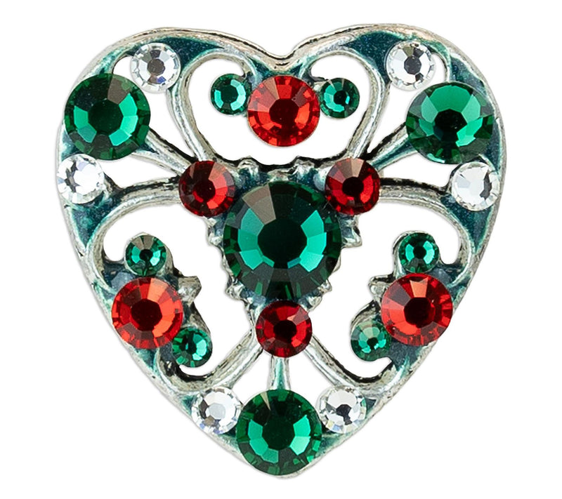 Anne Koplik Lace Crystal Christmas Heart Tie Tack Pin — Main view