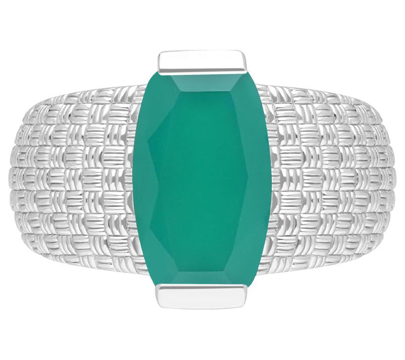 Ariva Sterling Silver Basketweave Green Chalcedony Ring — Main view