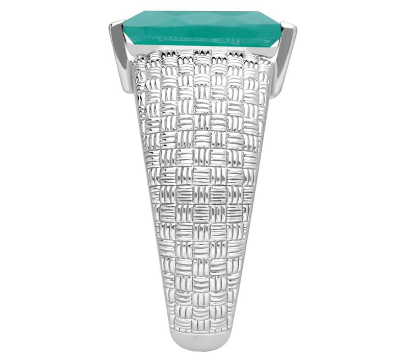 Ariva Sterling Silver Basketweave Green Chalcedony Ring — View 5