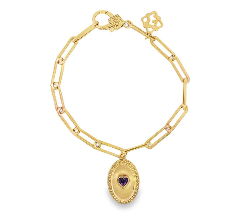 Elyse Ryan 14K Gold Clad Leni Gemstone Heart Bracelet — View 9