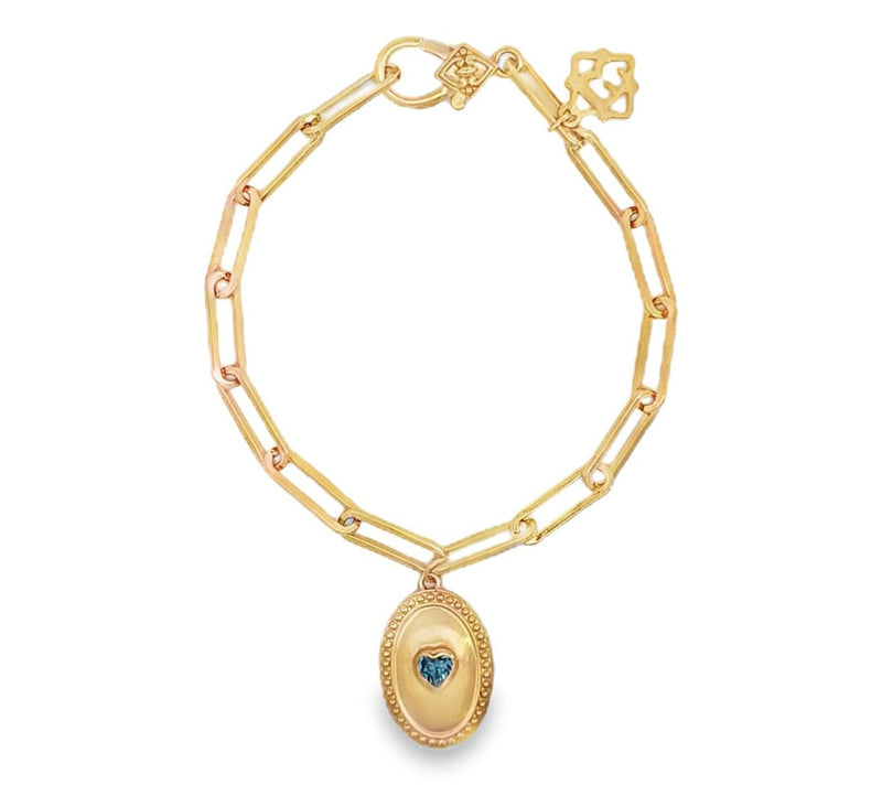 Elyse Ryan 14K Gold Clad Leni Gemstone Heart Bracelet — View 10
