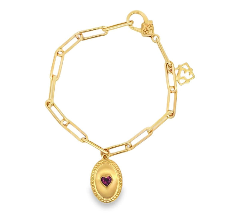 Elyse Ryan 14K Gold Clad Leni Gemstone Heart Bracelet — View 13