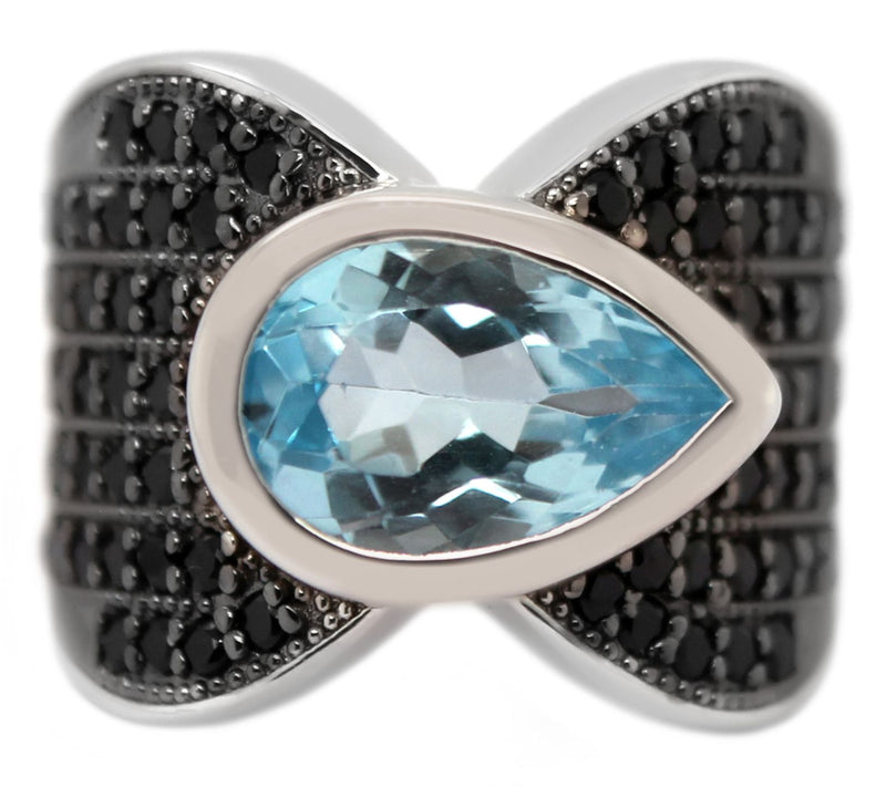 Affinity Gems Blue Topaz & Black Spinel Ring, Sterling Silver — View 2