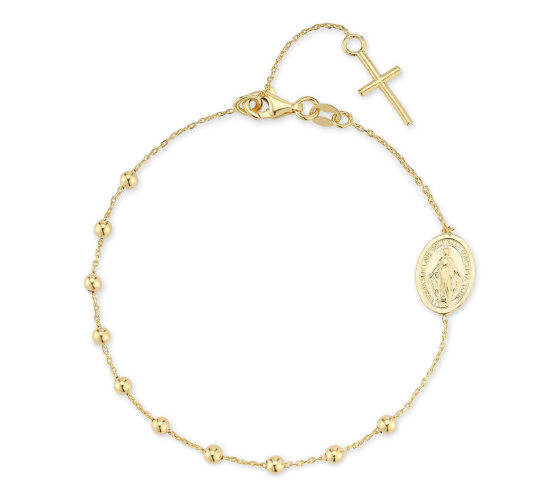 Italian Gold Rosary Beaded Bracelet, 14K — Main view
