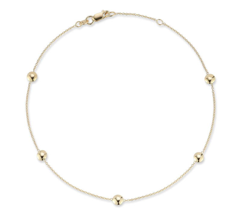 Italian Gold Button Station Ankle Bracelet, 14K — Main view