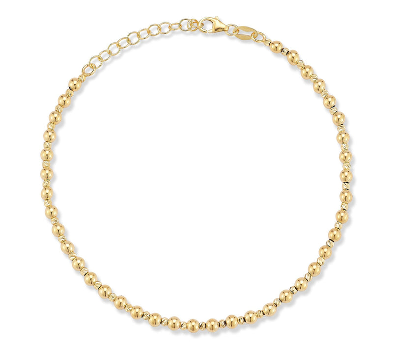 Italian Gold Diamond Cut Ball Chain Bracelet, 14K — Main view