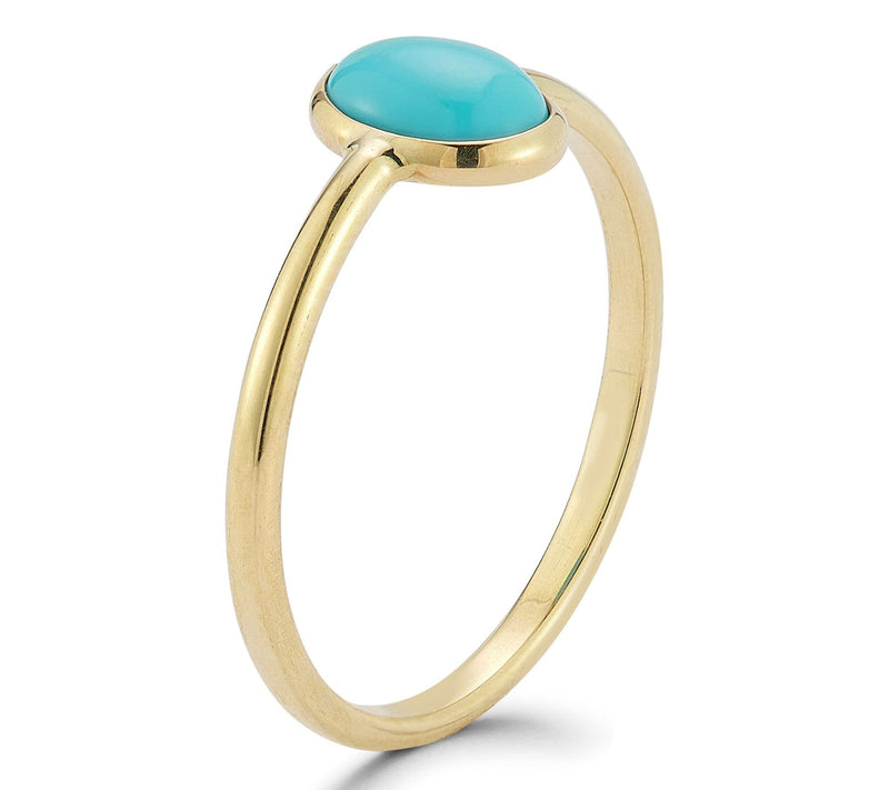 Italian Gold Oval Turquoise Solitaire Ring, 14K — View 2