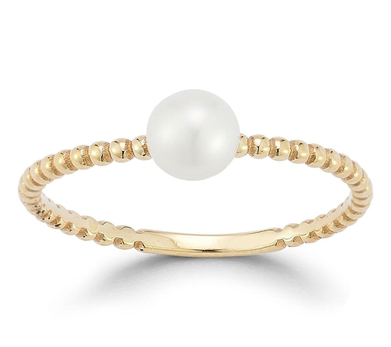 Italian Gold Cultured Pearl Beaded Band Ring, 14K — Main view