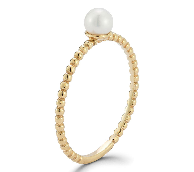 Italian Gold Cultured Pearl Beaded Band Ring, 14K — View 2