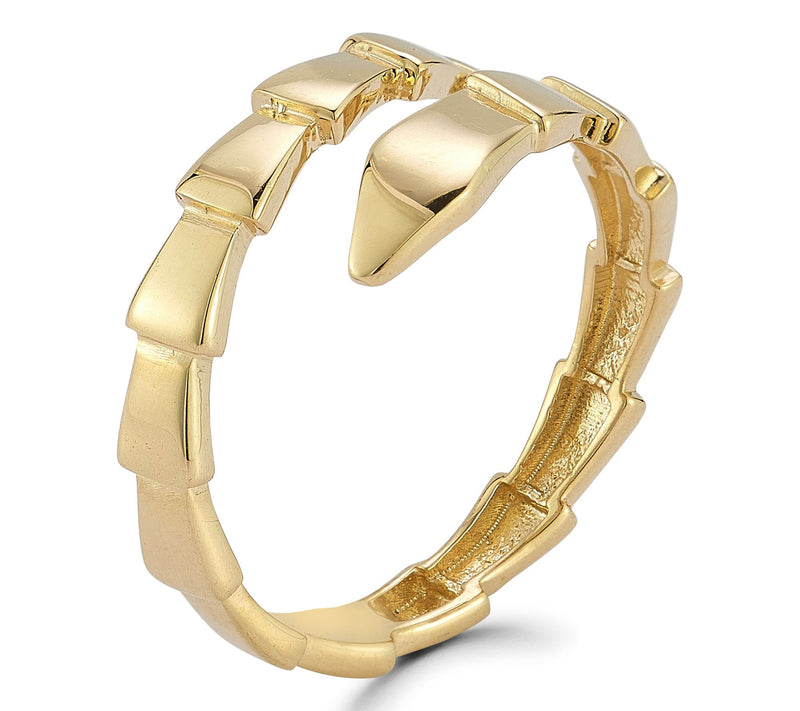 Italian Gold Tiled Snake Wrap Ring, 14K — View 2
