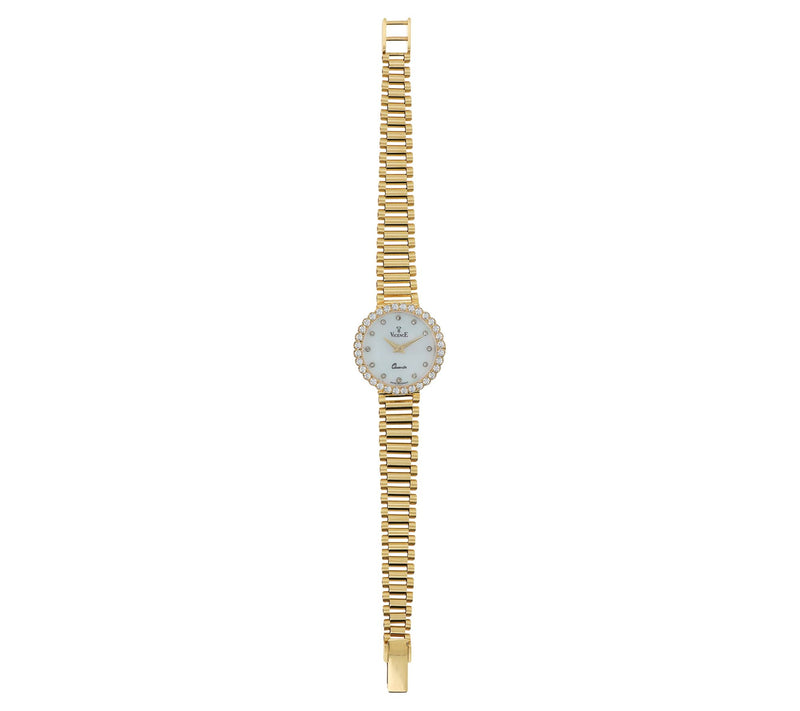 Italian Gold Mother of Pearl Dial Panther Link Watch, 14K — View 2