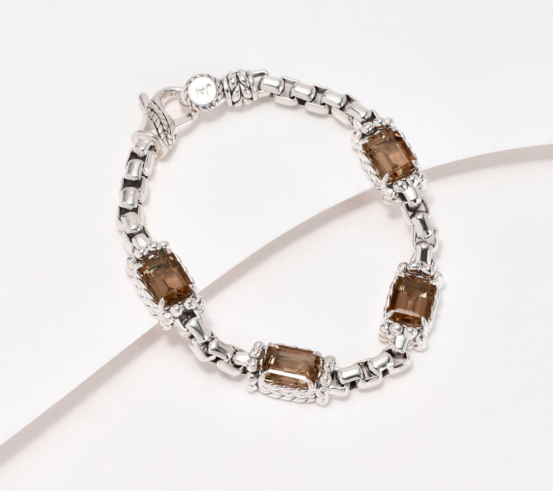 JAI Sterling Silver 8 cttw Gemstone 5.3mm Box Chain Bracelet — View 13