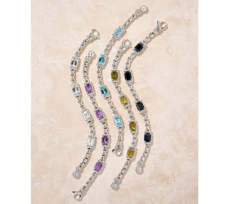 JAI Sterling Silver 8 cttw Gemstone 5.3mm Box Chain Bracelet — View 15