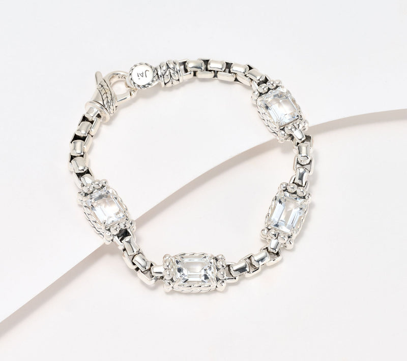 JAI Sterling Silver 8 cttw Gemstone 5.3mm Box Chain Bracelet — View 7