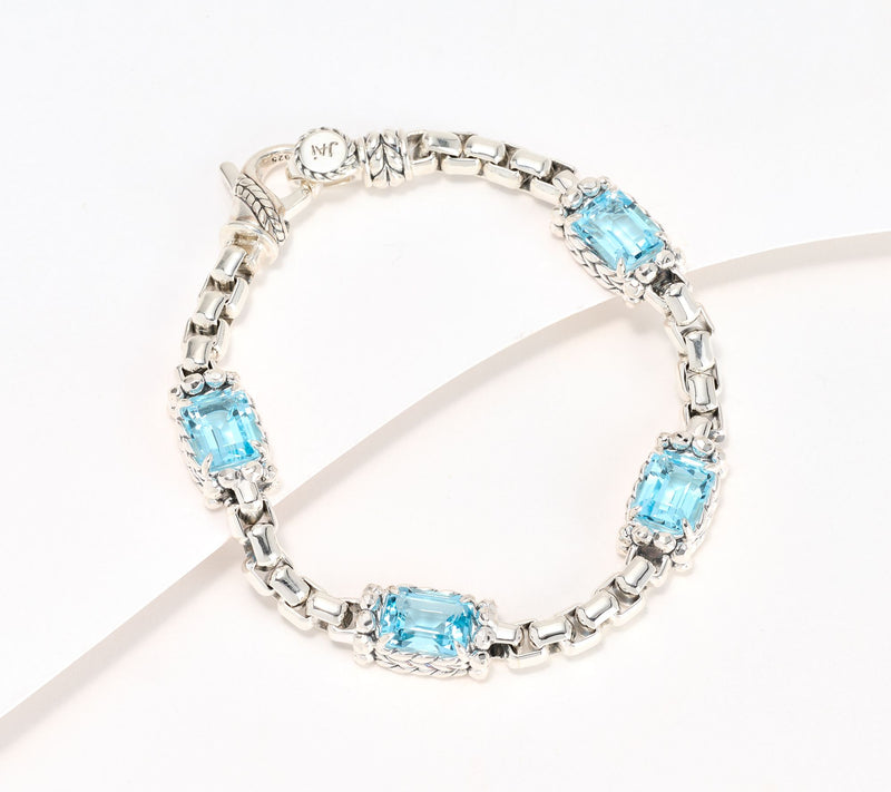 JAI Sterling Silver 8 cttw Gemstone 5.3mm Box Chain Bracelet — View 5