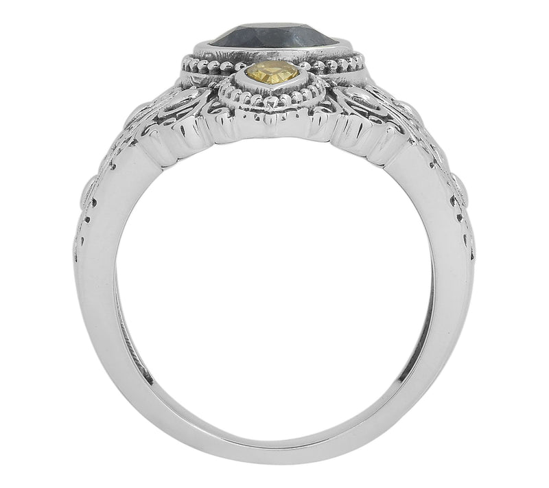 Artisan Crafted Sterling Silver Citrine & Sapphre Ring — View 6