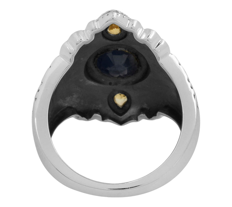 Artisan Crafted Sterling Silver Citrine & Sapphre Ring — View 4