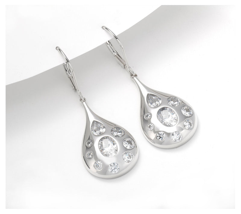 Diamonique x Kathy Levine Pear Shaped Earrings, Sterling — View 4