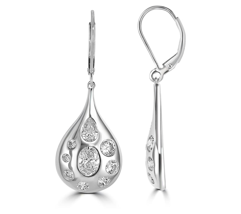 Diamonique x Kathy Levine Pear Shaped Earrings, Sterling — View 3