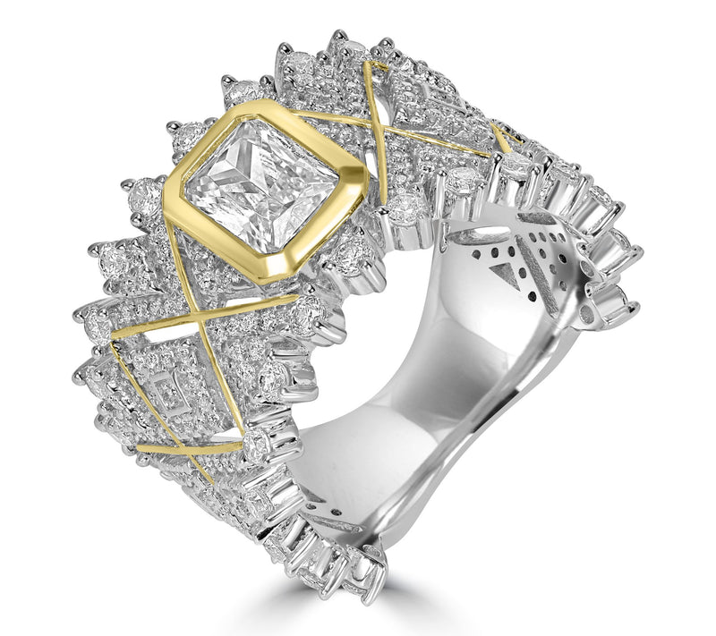 Diamonique x Kathy Levine Two-Tone Regal Ring, Sterling Silver — View 2
