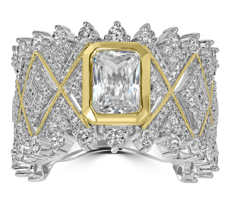 Diamonique x Kathy Levine Two-Tone Regal Ring, Sterling Silver — View 5