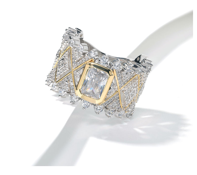 Diamonique x Kathy Levine Two-Tone Regal Ring, Sterling Silver — View 3