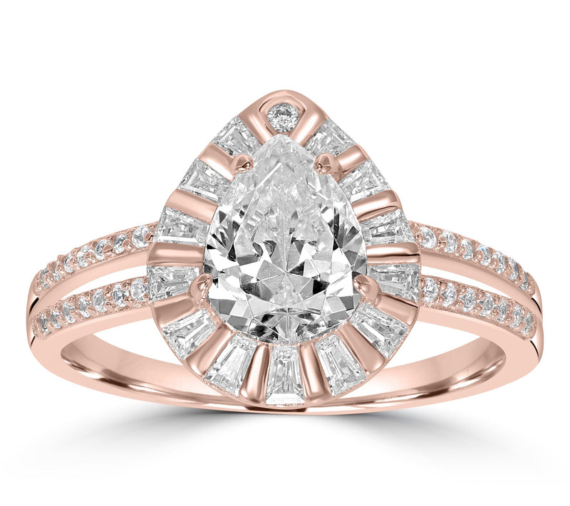 Diamonique x Kathy Levine Pear Shape Split Band Ring, Sterling — Main view
