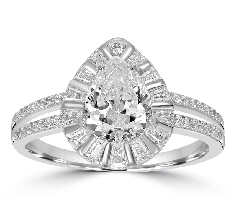 Diamonique x Kathy Levine Pear Shape Split Band Ring, Sterling — View 7
