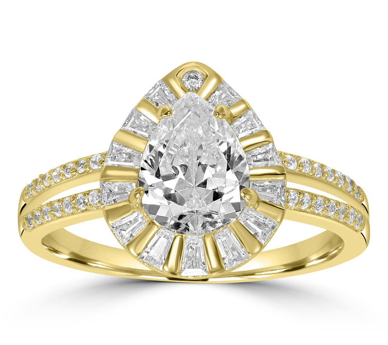 Diamonique x Kathy Levine Pear Shape Split Band Ring, Sterling — View 8
