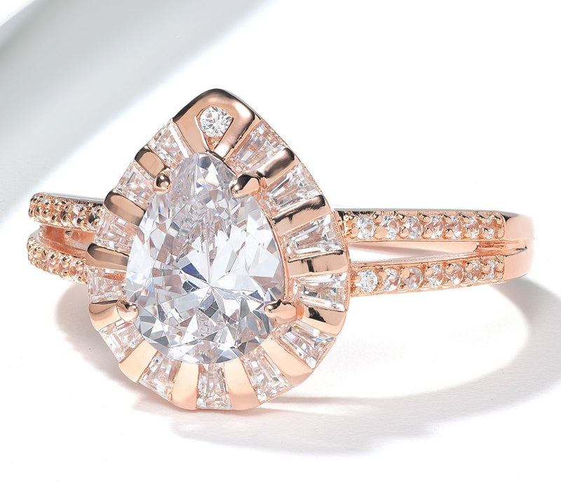 Diamonique x Kathy Levine Pear Shape Split Band Ring, Sterling — View 4