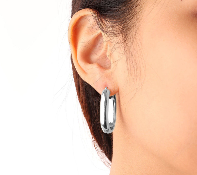 David Markstein Bronze 1" Oval Hoop Earrings, 14K Gold Plated — View 5