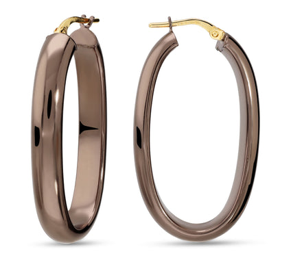 David Markstein Bronze 1-1/2" Oval Hoop Earrings, 14K Plated