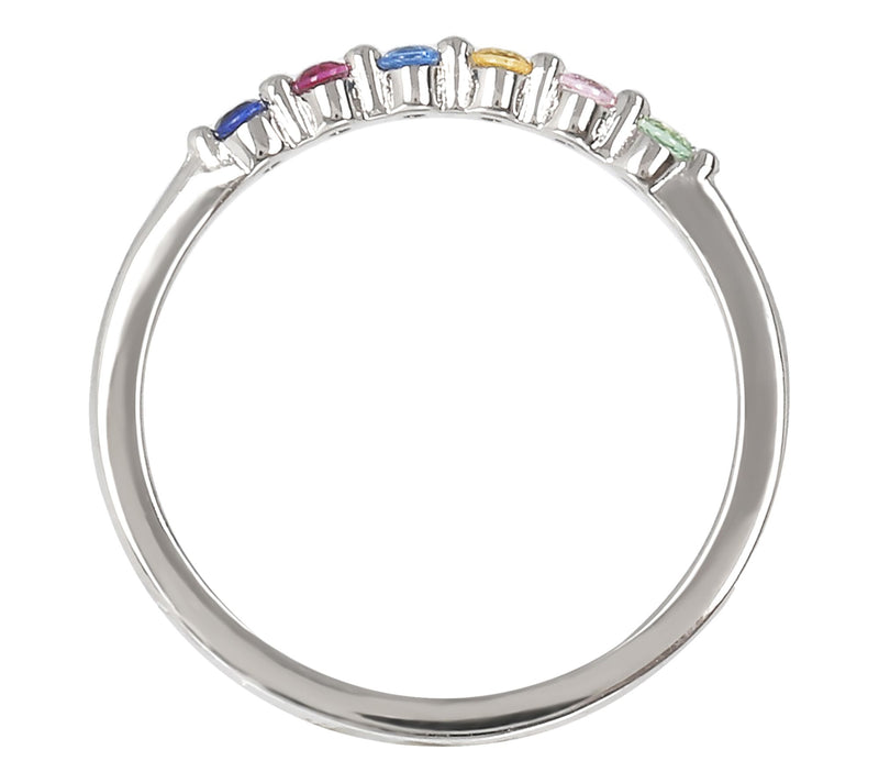 Diamonique Rainbow Stackable Ring, Sterling Silver — View 3