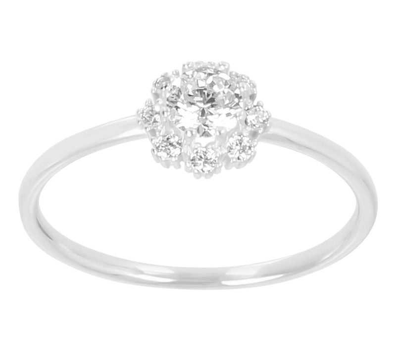 Diamonique 0.30 cttw Petite Flower Ring, 14K Gold — View 7