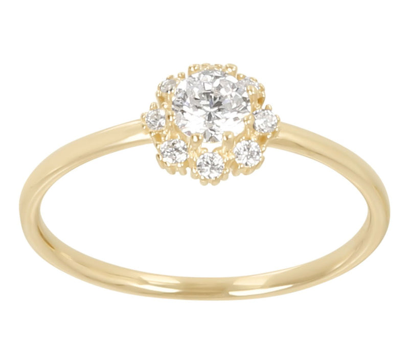 Diamonique 0.30 cttw Petite Flower Ring, 14K Gold — View 8
