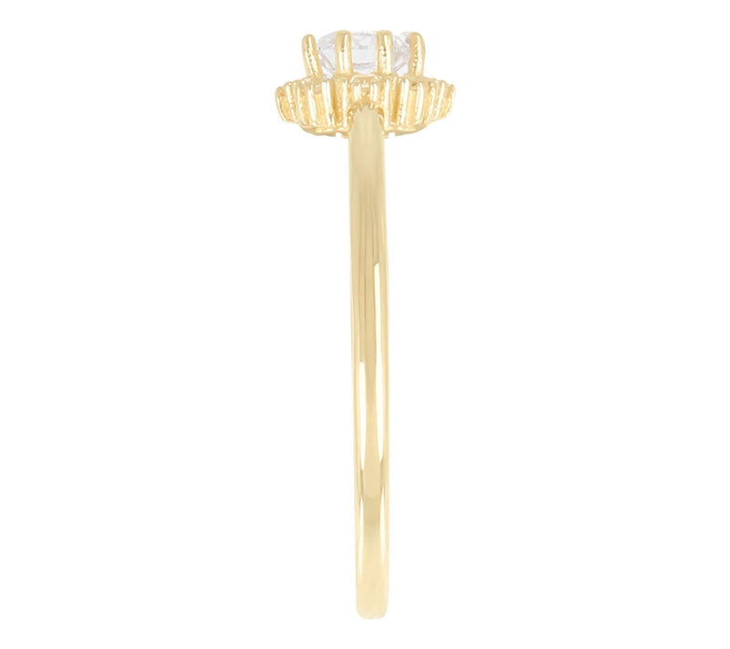 Diamonique 0.30 cttw Petite Flower Ring, 14K Gold — View 2