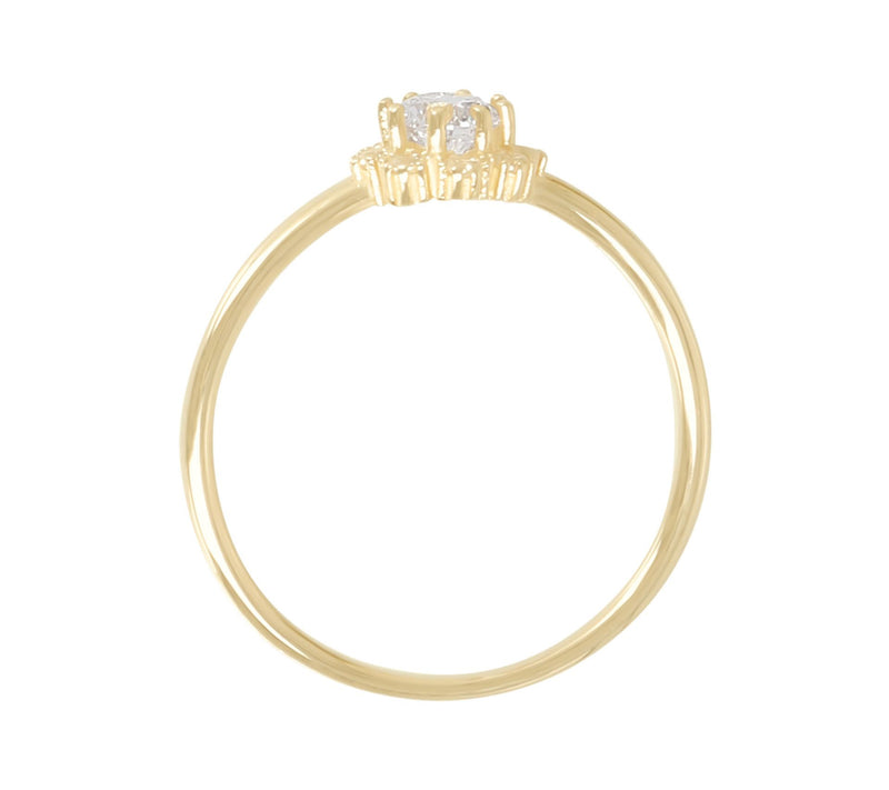 Diamonique 0.30 cttw Petite Flower Ring, 14K Gold — View 3