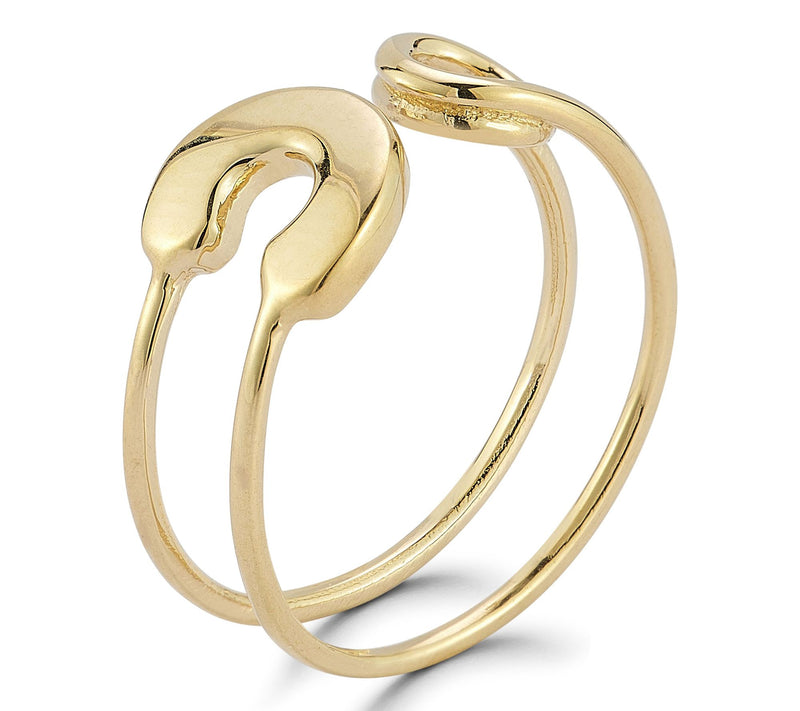 Italian Gold Safety Pin Ring, 14K — View 2