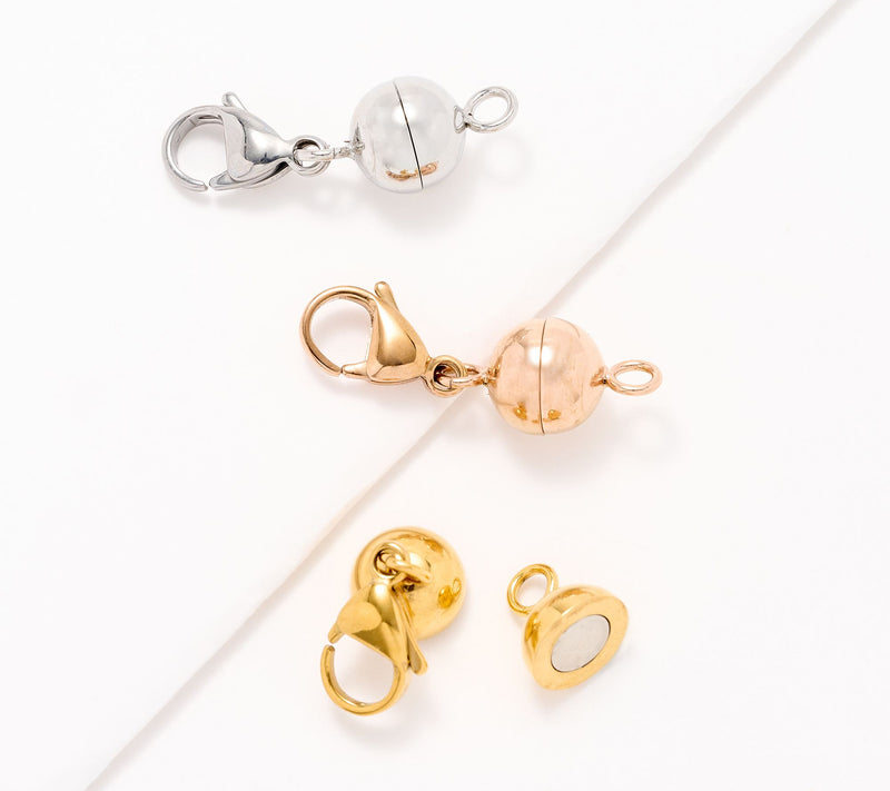 Steel by Design Set of 3 Round Magnetic Bead Jewelry Clasps — Main view