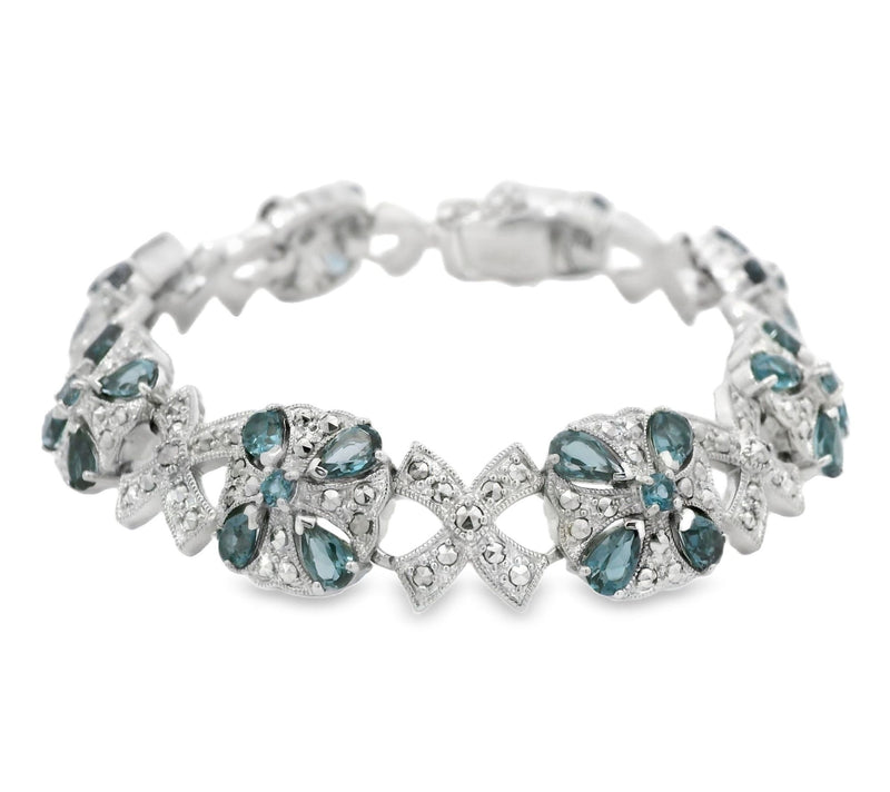 Dallas Prince Sterling Topaz & Chrome MarcasiteBracelet — Main view