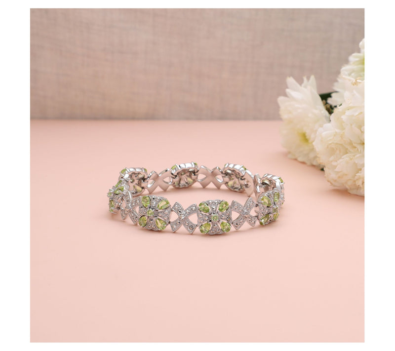 Dallas Prince Sterling Peridot & Chrome Marcasite Bracelet — View 4