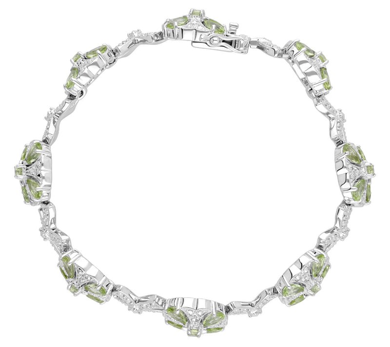Dallas Prince Sterling Peridot & Chrome Marcasite Bracelet — View 3