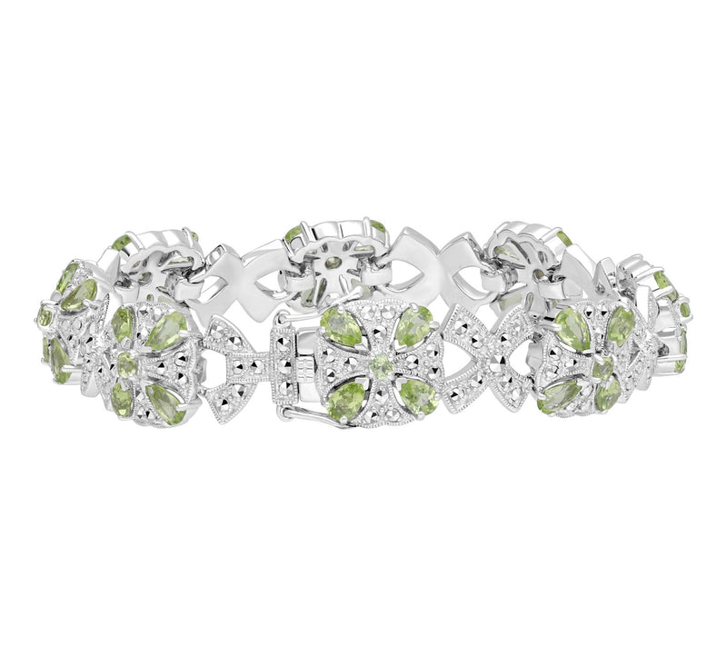 Dallas Prince Sterling Peridot & Chrome Marcasite Bracelet — Main view