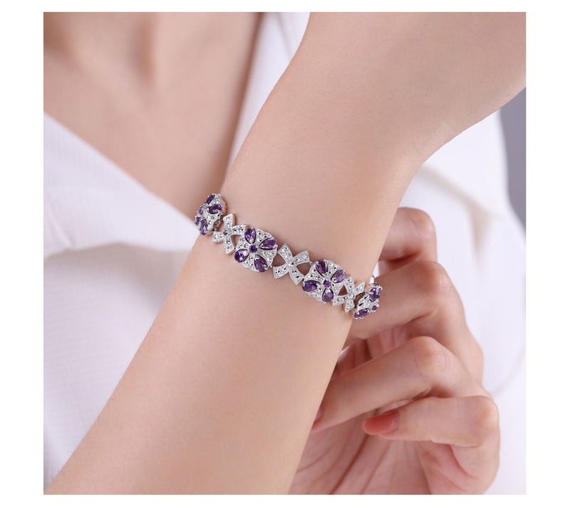Dallas Prince Sterling Amethyst & Chrome Marcasite Bracelet — View 2