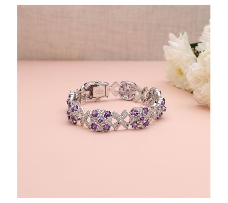 Dallas Prince Sterling Amethyst & Chrome Marcasite Bracelet — View 3